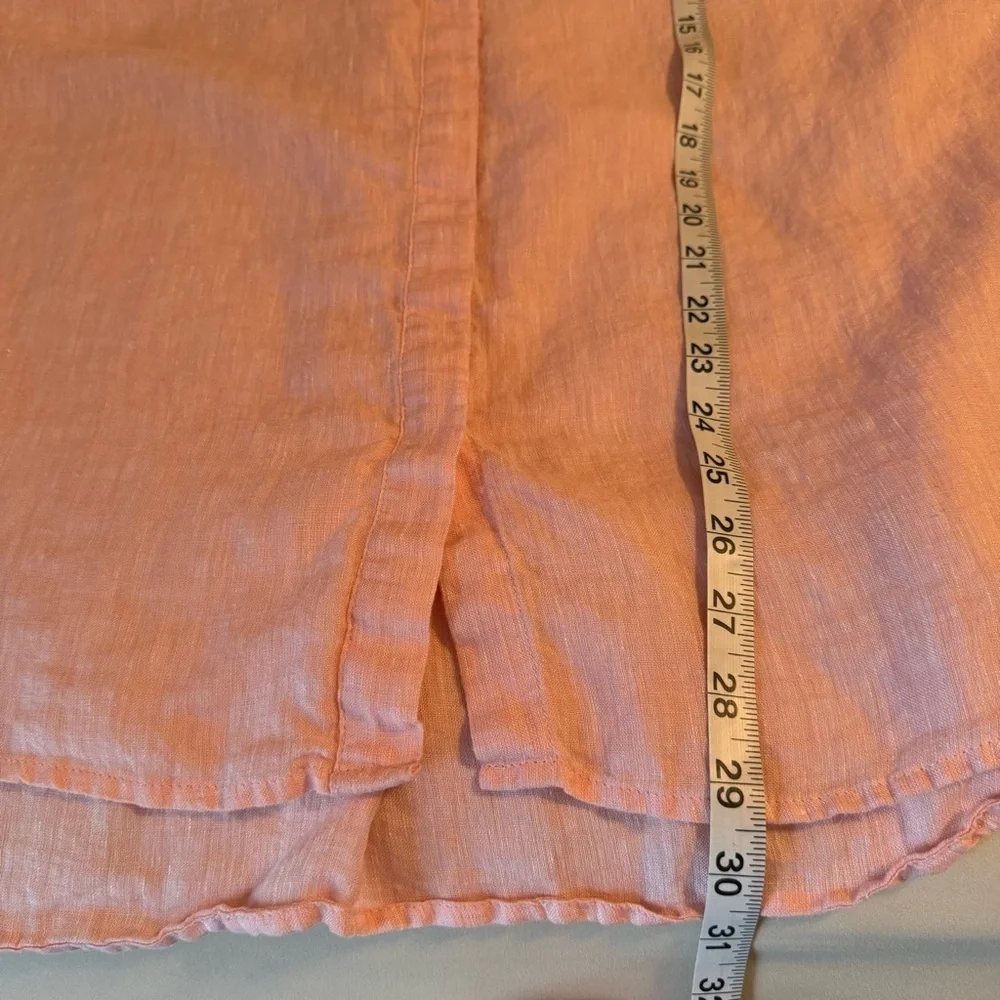 J Jill Love Linen Womens Size M Soft Pink Long Sleeve Button Up Tunic Blouse Top - Picture 9 of 9